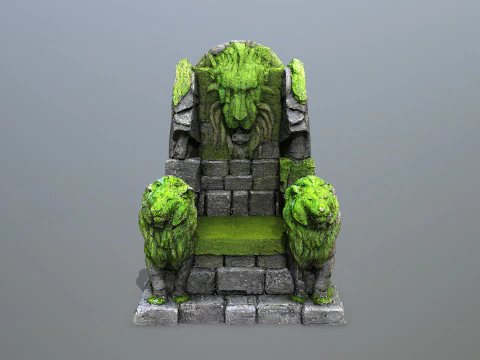 Trono de piedra del le&oacute;n Modelo 3D
