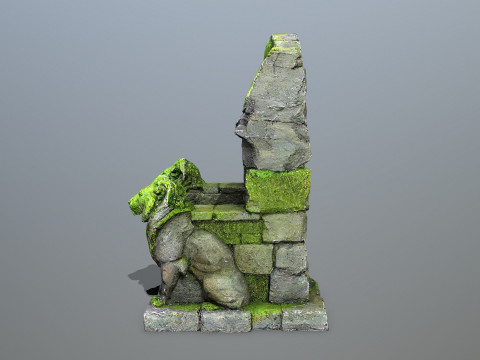 Lion Stone Throne Model 3D