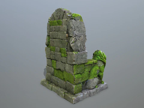 Trono de piedra del le&oacute;n Modelo 3D