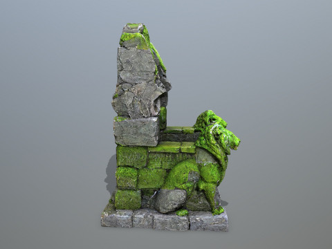 Lion Stone Throne Model 3D