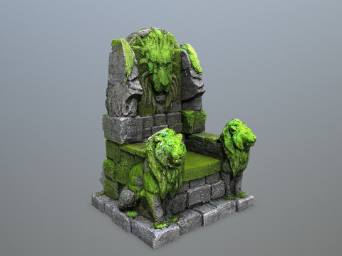 Lion Stone Throne Model 3D