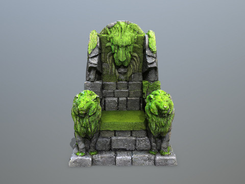 Lion Stone Throne Model 3D