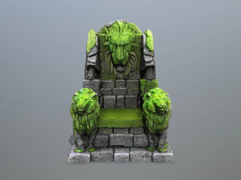 Trono de piedra del le&oacute;n Modelo 3D
