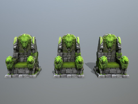 Lion Stone Throne Model 3D