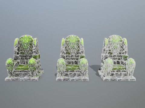 Lion Stone Throne Model 3D