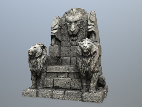 Lion Stone Throne 3D Model