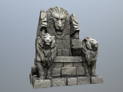 Lion Stone Throne 3D Model
