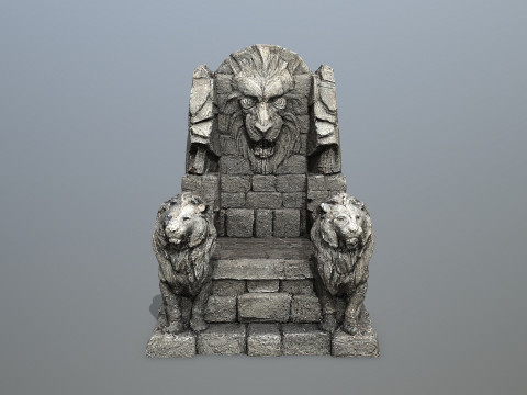 Lion Stone Throne 3D Model