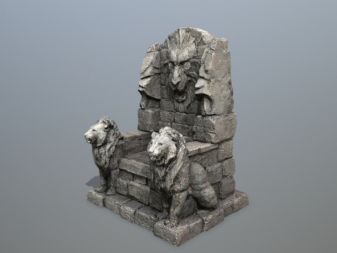 Lion Stone Throne 3D Model