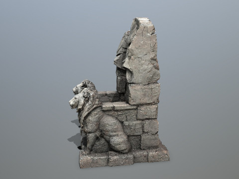 Lion Stone Throne 3D Model
