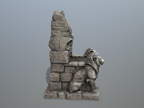 Lion Stone Throne 3D Model