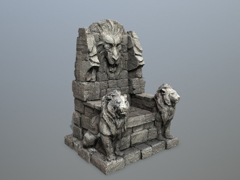 Lion Stone Throne 3D Model