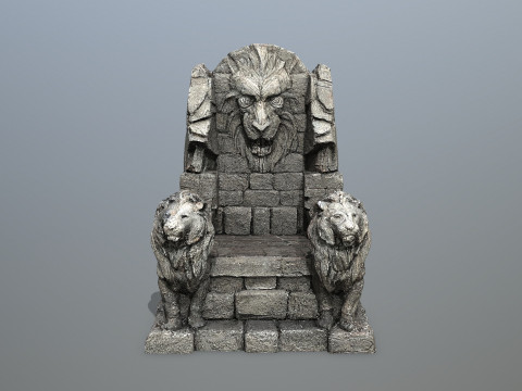 Lion Stone Throne 3D Model