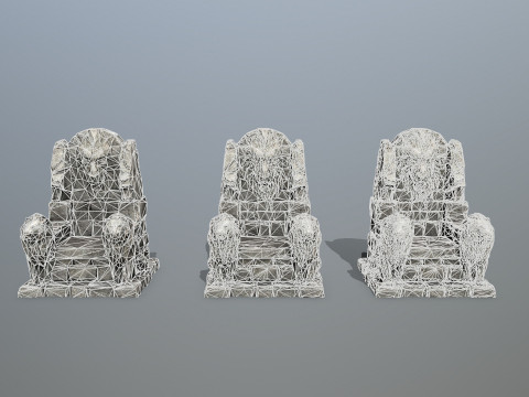 Lion Stone Throne 3D Model