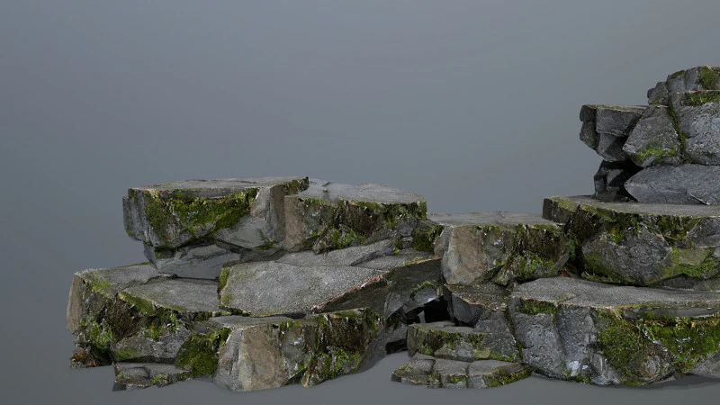 Mossy Rock 2 3D Model .c4d .max .obj .3ds .fbx .stl .blend