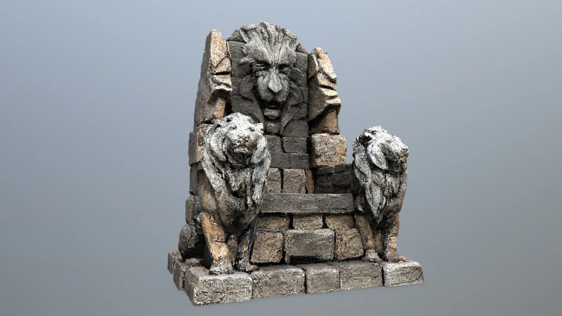 Lion Stone Throne 3D Model .c4d .max .obj .3ds .fbx .stl .blend 