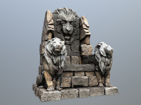 Lion Stone Throne 3D मॉडल