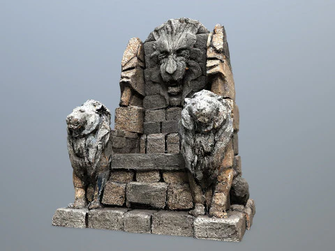 Lion Stone Throne 3D Model