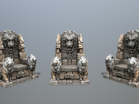Lion Stone Throne 3Dモデル
