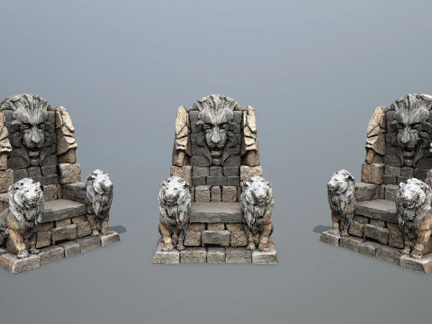 Lion Stone Throne 3D Model