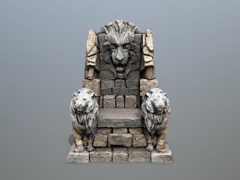 Lion Stone Throne 3Dモデル