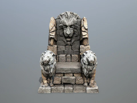 Lion Stone Throne 3D Model