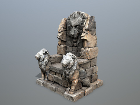 Lion Stone Throne 3Dモデル