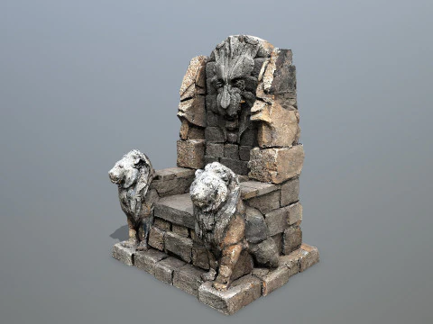 Lion Stone Throne 3D Model