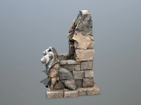 Lion Stone Throne 3D Model