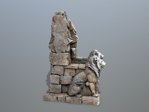 Lion Stone Throne 3Dモデル