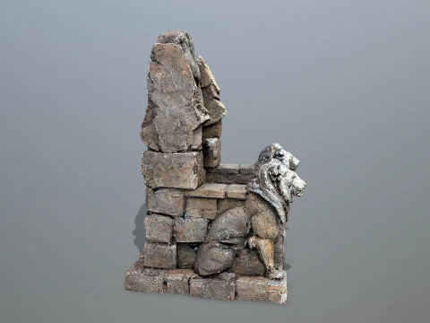Lion Stone Throne 3D Model