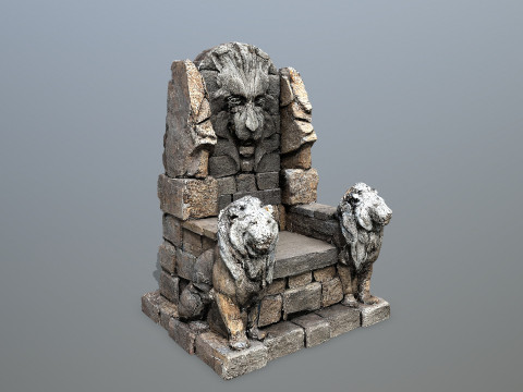 Lion Stone Throne 3Dモデル