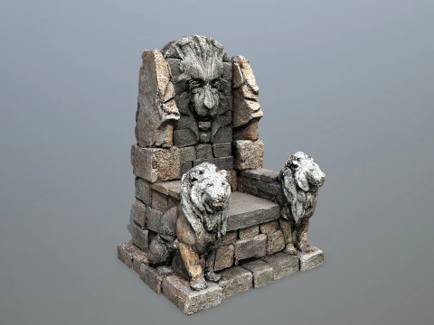 Lion Stone Throne 3D Model
