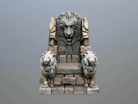 Lion Stone Throne 3Dモデル