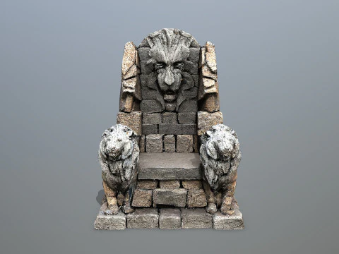 Lion Stone Throne 3D Model