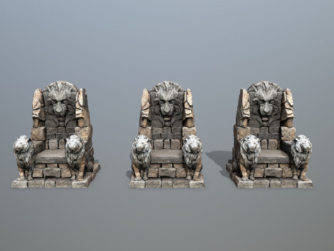 Lion Stone Throne 3Dモデル