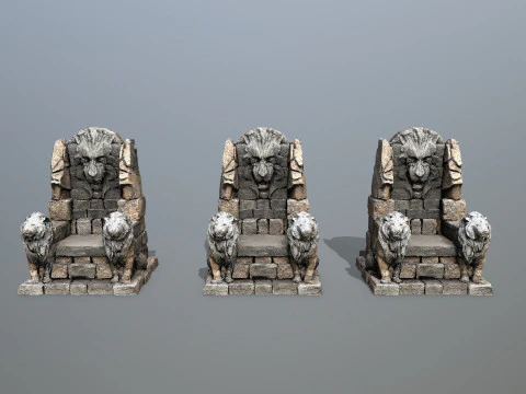 Lion Stone Throne 3D Model