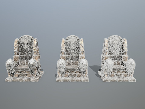 Lion Stone Throne 3Dモデル