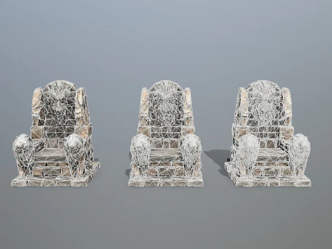 Lion Stone Throne 3D Model