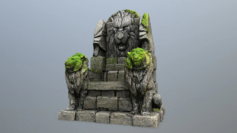 Lion Stone Throne 3D Model .c4d .max .obj .3ds .fbx .stl .blend 