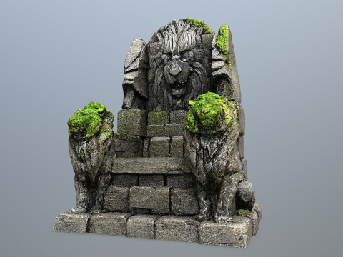 Lion Stone Throne 3D Model