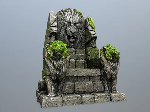 Lion Stone Throne 3D Model