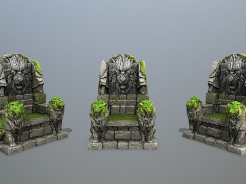 Lion Stone Throne 3D 모델