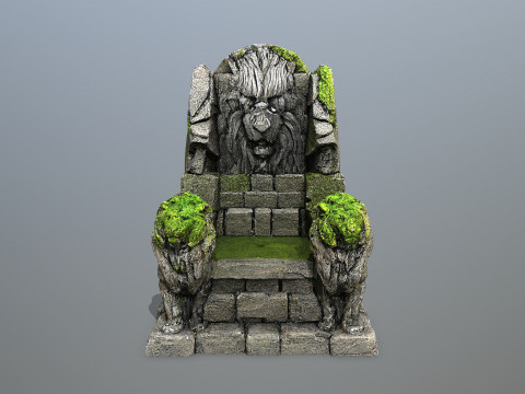Lion Stone Throne 3D 모델