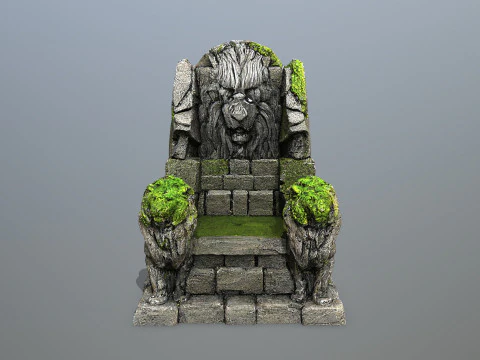 Lion Stone Throne 3D Model