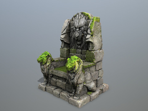 Lion Stone Throne 3D 모델
