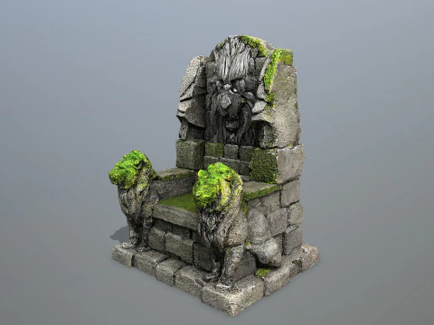 Lion Stone Throne 3D Model