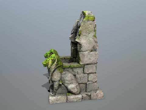 Lion Stone Throne 3D 모델