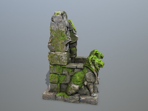 Lion Stone Throne 3D 모델