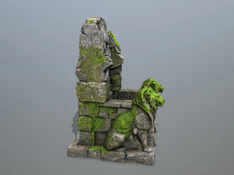 Lion Stone Throne 3D Model